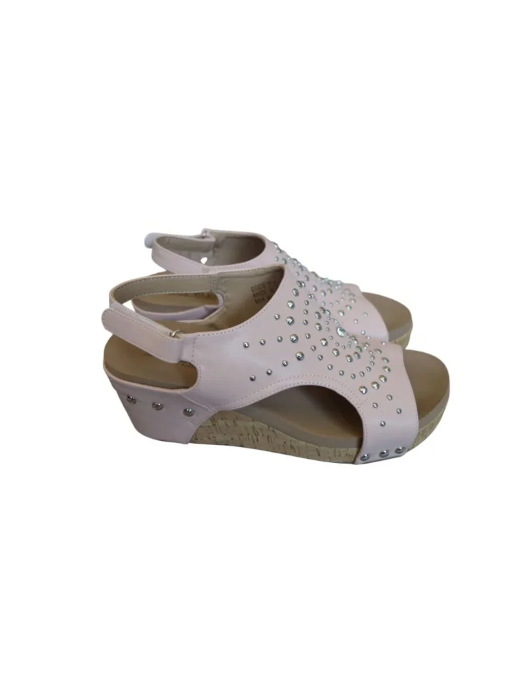 Corkys Docie Doe Womens Wedge Pink Studded Women's Size 10 Boho Summer Chunky